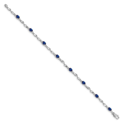10K White Gold Diamond And Sapphire Bracelet