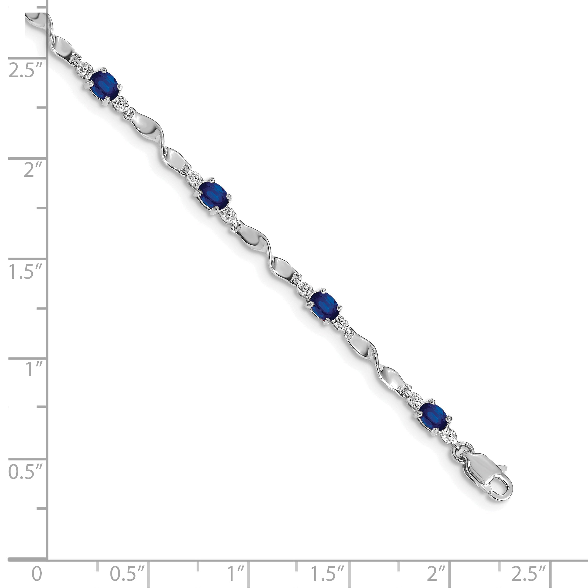 10K White Gold Diamond And Sapphire Bracelet