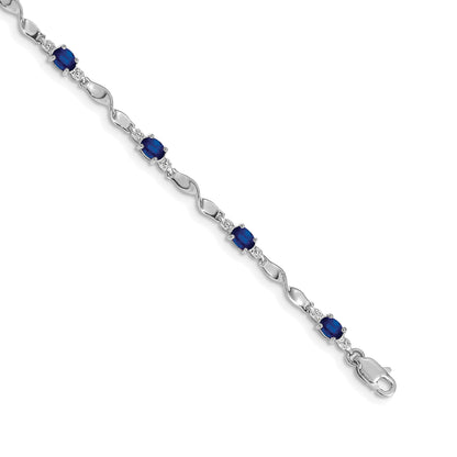 10K White Gold Diamond And Sapphire Bracelet