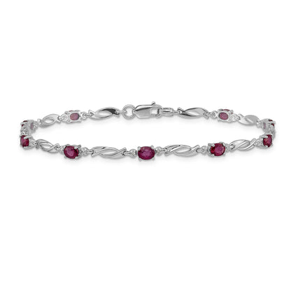 10K White Gold Diamond And Ruby Bracelet