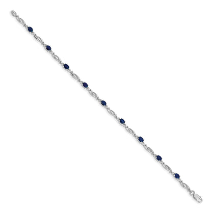 10K White Gold Diamond And Sapphire Bracelet