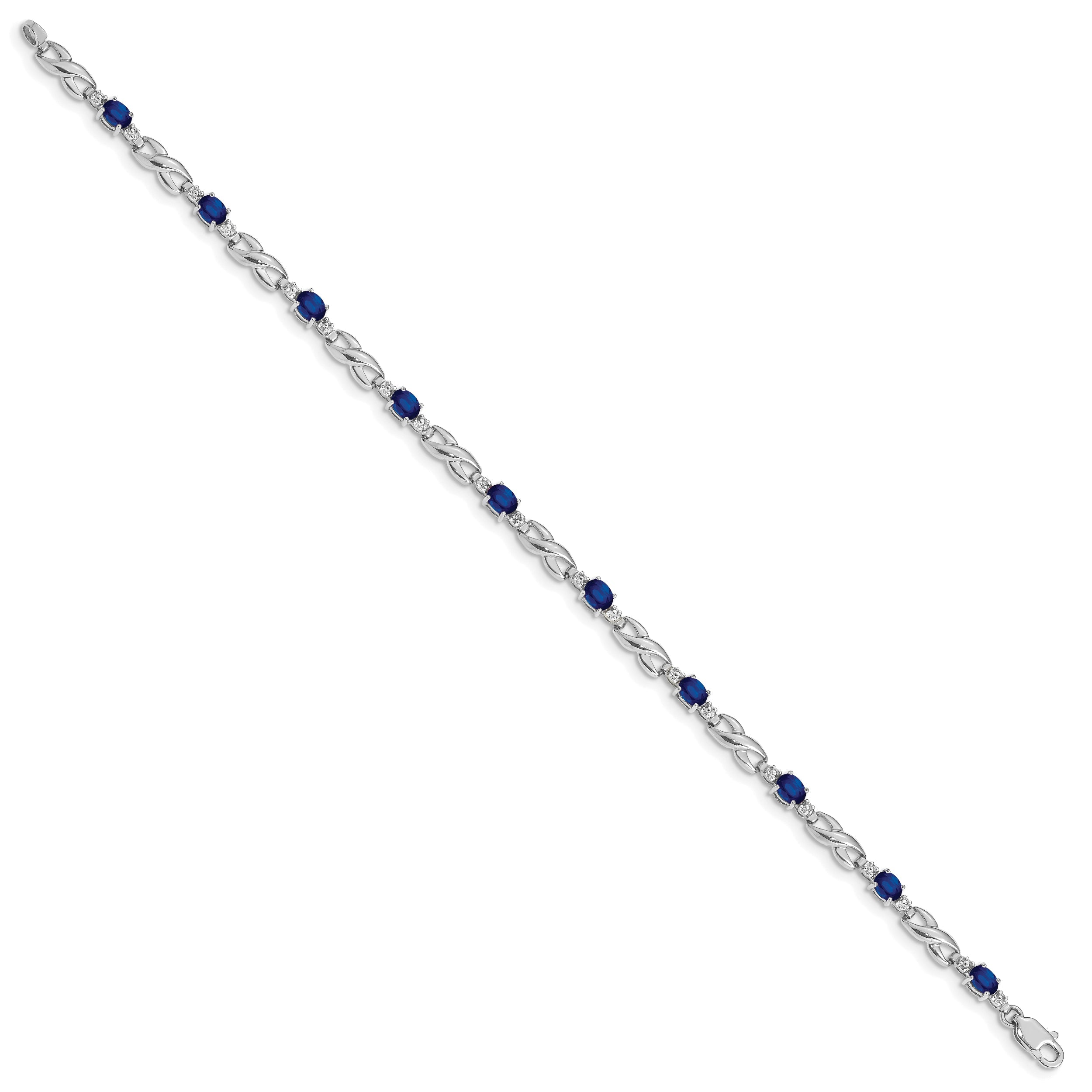 10K White Gold Diamond And Sapphire Bracelet