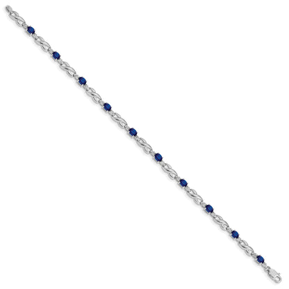 10K White Gold Diamond And Sapphire Bracelet