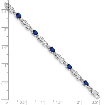 10K White Gold Diamond And Sapphire Bracelet
