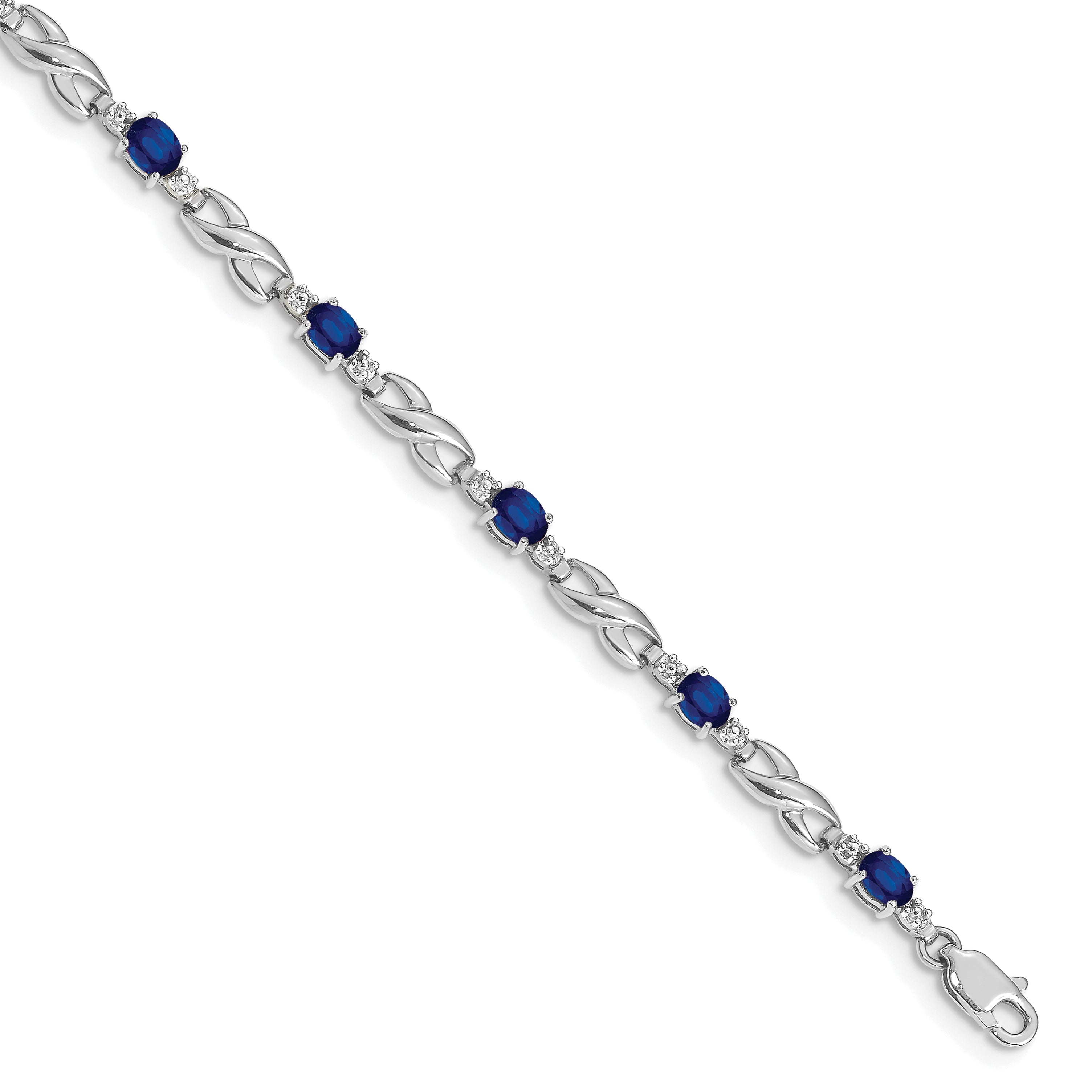 10K White Gold Diamond And Sapphire Bracelet