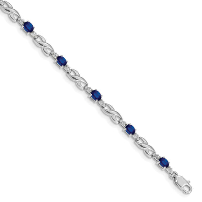 10K White Gold Diamond And Sapphire Bracelet