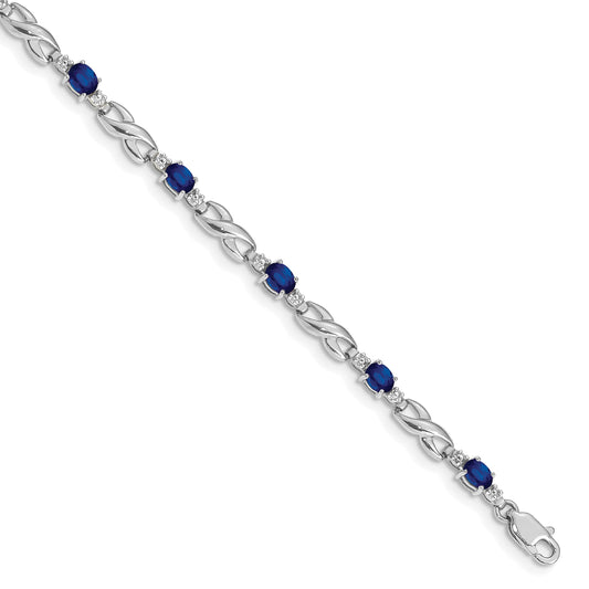 10K White Gold Diamond And Sapphire Bracelet