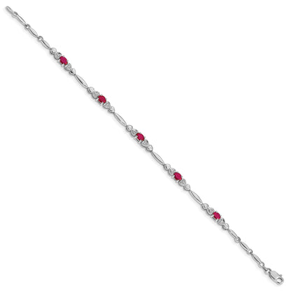 10K White Gold Diamond And Ruby Bracelet