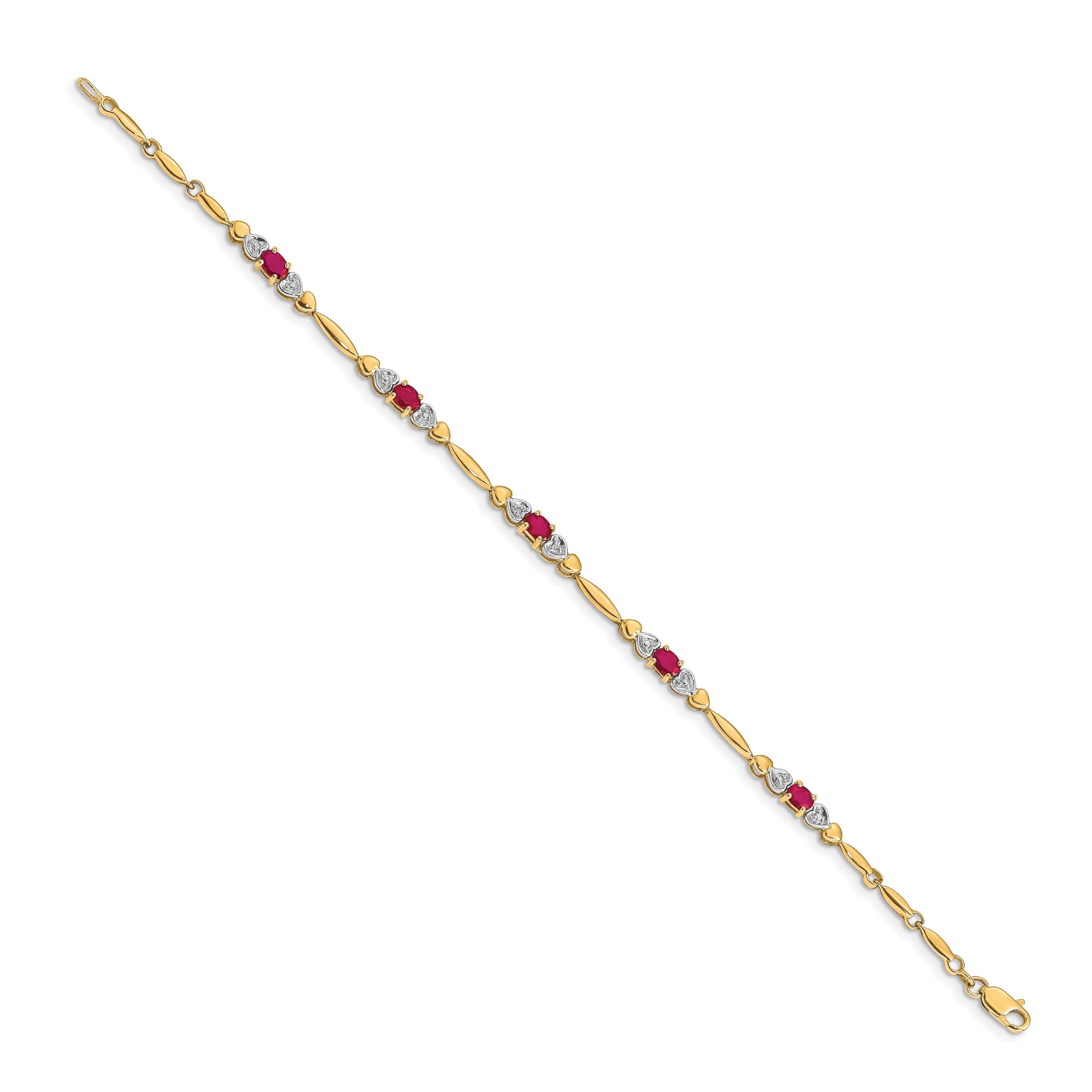 10K Yellow Gold Diamond And Ruby Bracelet
