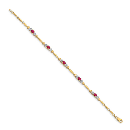 10K Yellow Gold Diamond And Ruby Bracelet