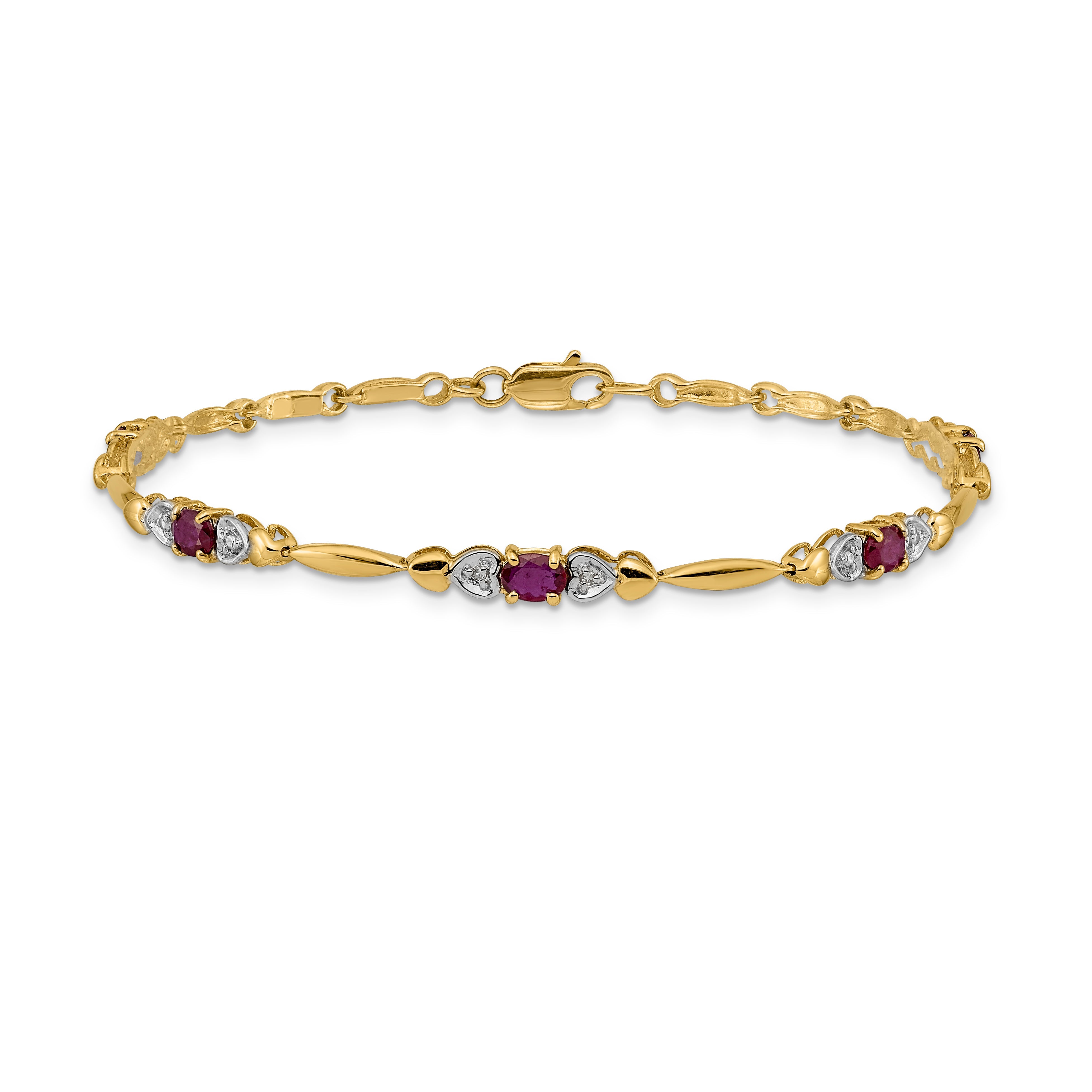 10K Yellow Gold Diamond And Ruby Bracelet