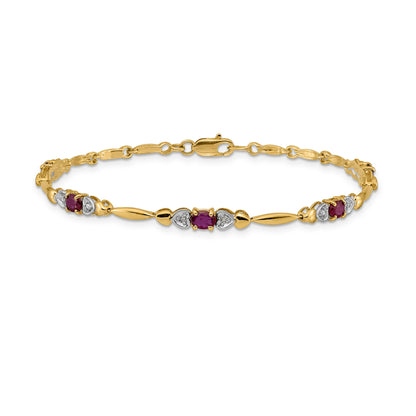 10K Yellow Gold Diamond And Ruby Bracelet