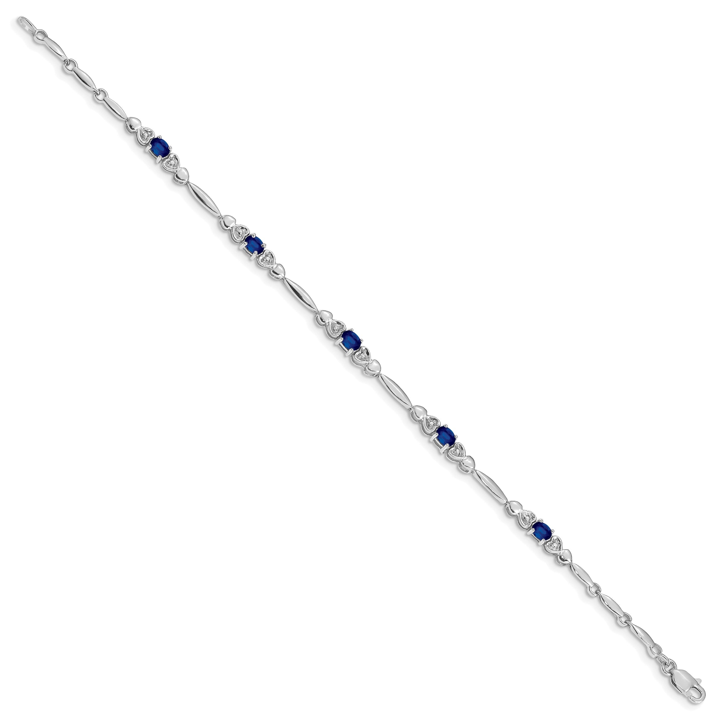 10K White Gold Diamond And Sapphire Bracelet