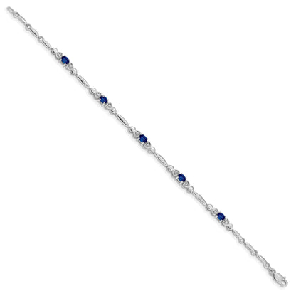 10K White Gold Diamond And Sapphire Bracelet