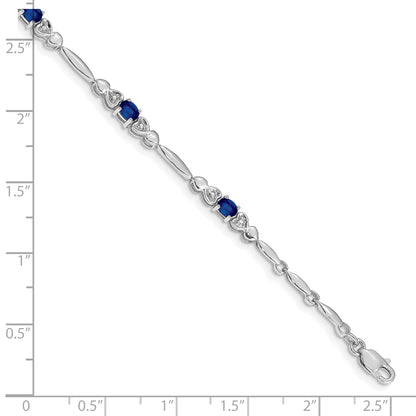 10K White Gold Diamond And Sapphire Bracelet