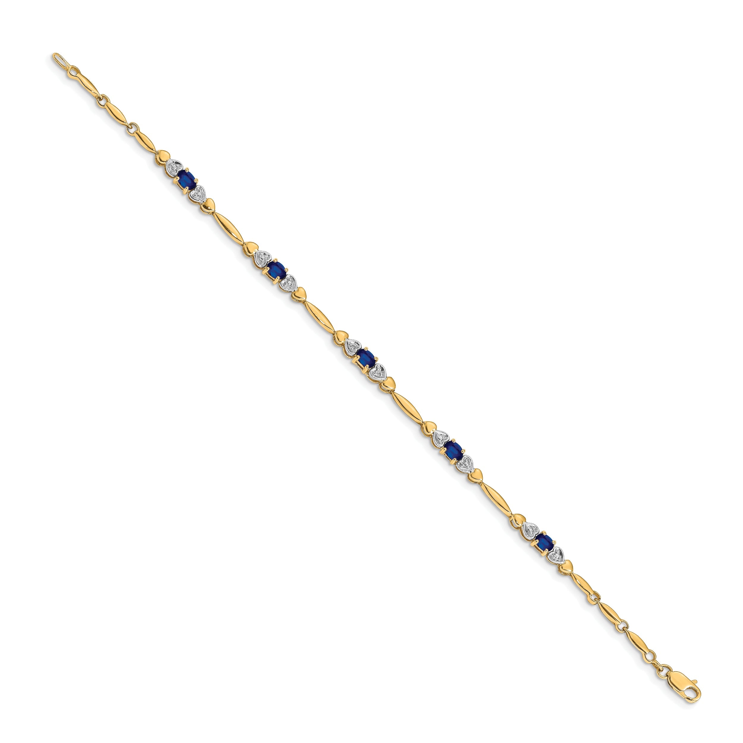 10K Yellow Gold Diamond And Sapphire Bracelet
