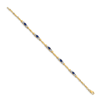 10K Yellow Gold Diamond And Sapphire Bracelet