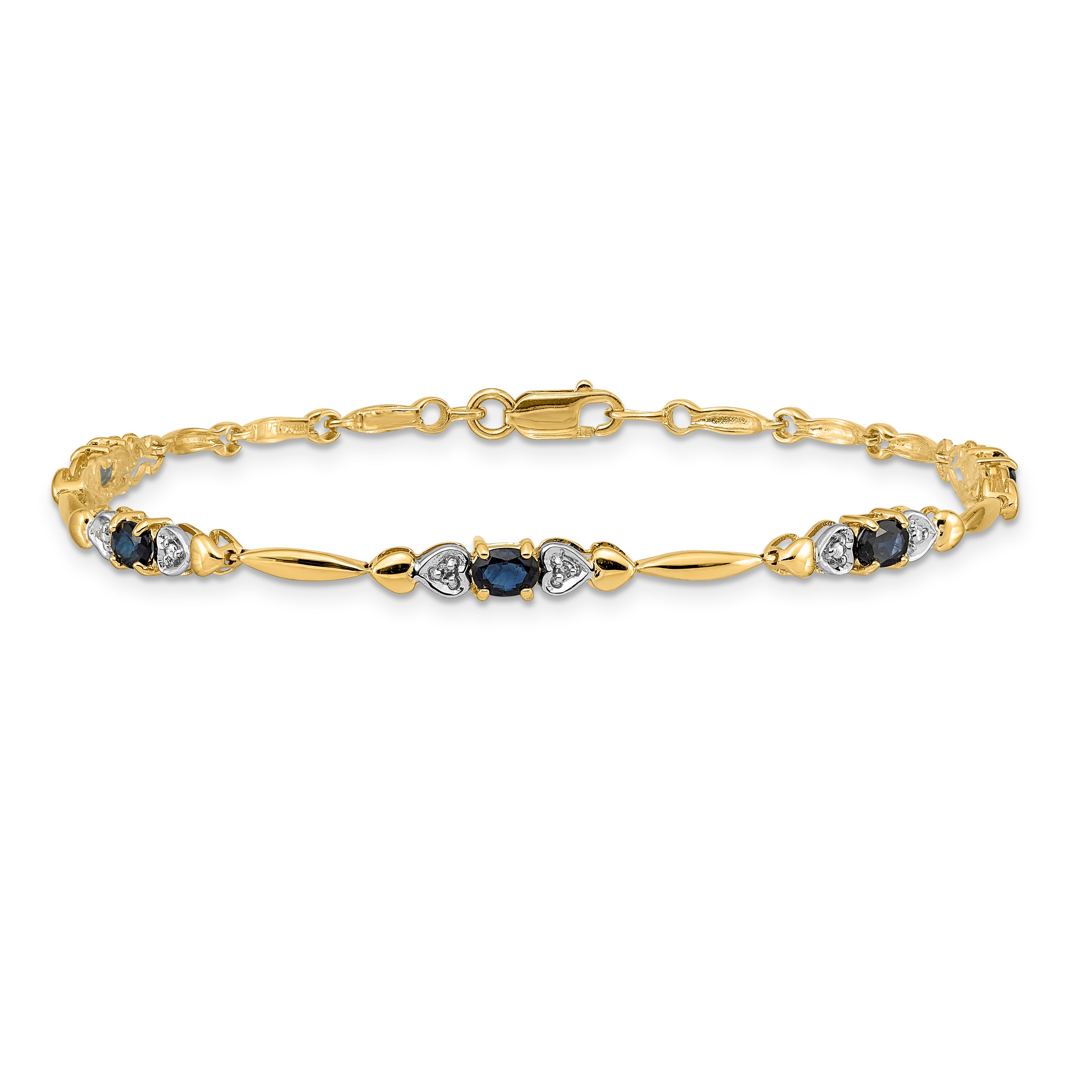 10K Yellow Gold Diamond And Sapphire Bracelet