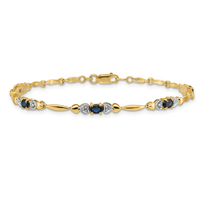10K Yellow Gold Diamond And Sapphire Bracelet