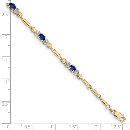 10K Yellow Gold Diamond And Sapphire Bracelet