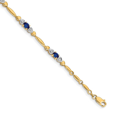 10K Yellow Gold Diamond And Sapphire Bracelet