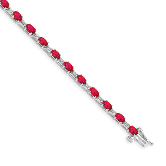 10K White Gold Diamond And Ruby Bracelet