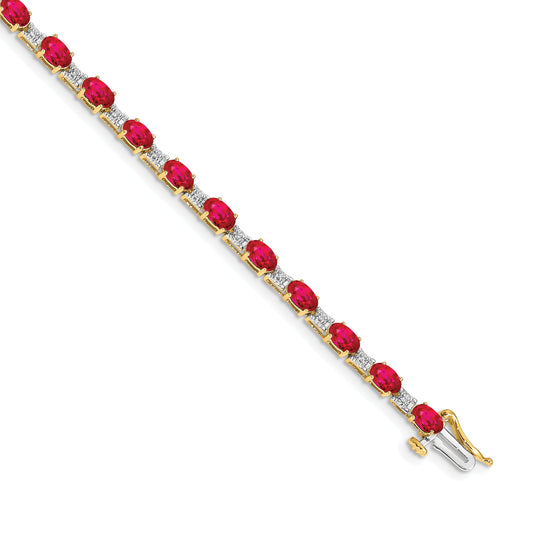 10K Yellow Gold Diamond And Ruby Bracelet