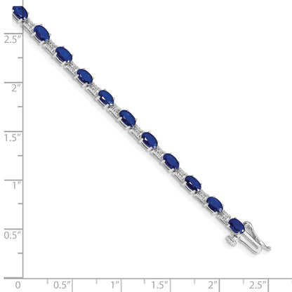 10K White Gold Diamond And Sapphire Bracelet