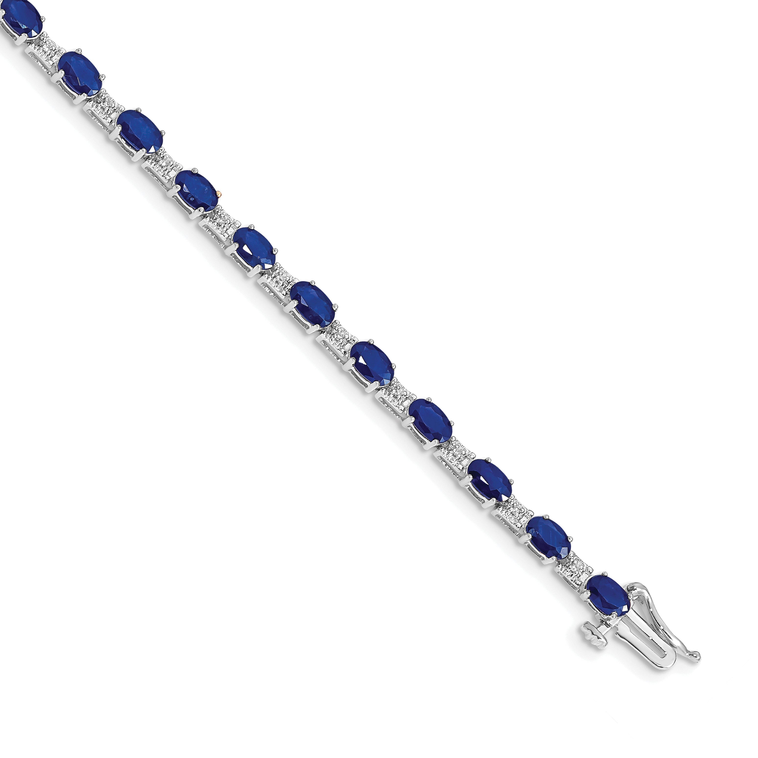 10K White Gold Diamond And Sapphire Bracelet