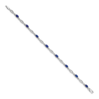10K White Gold Diamond And Sapphire Bracelet