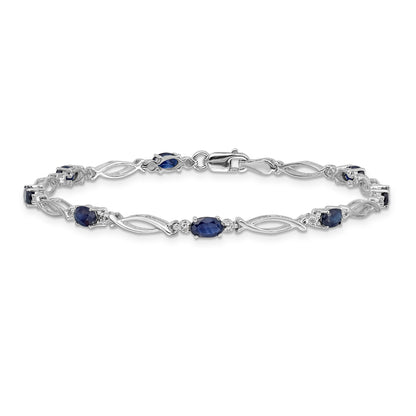 10K White Gold Diamond And Sapphire Bracelet