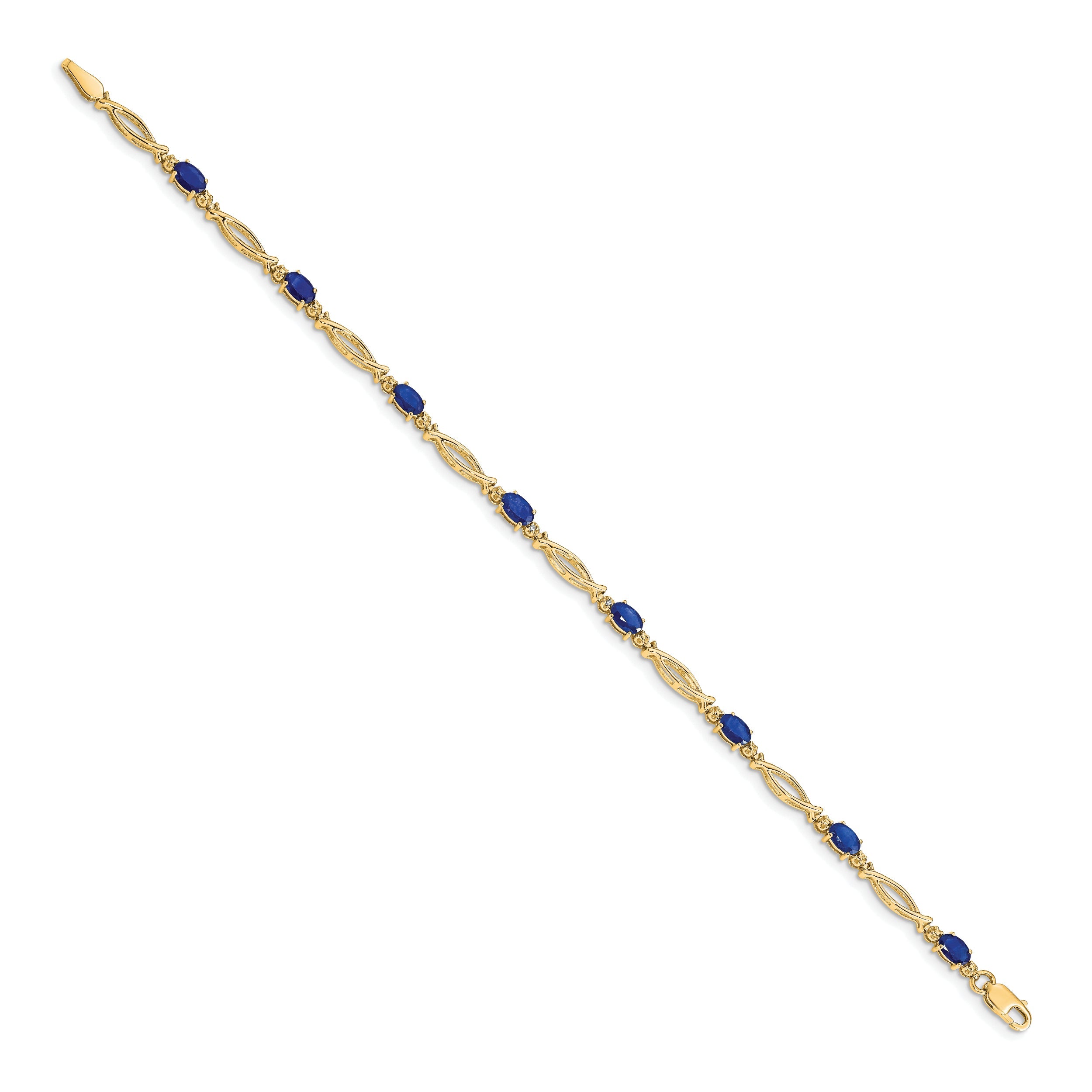 10K Yellow Gold Diamond And Sapphire Bracelet