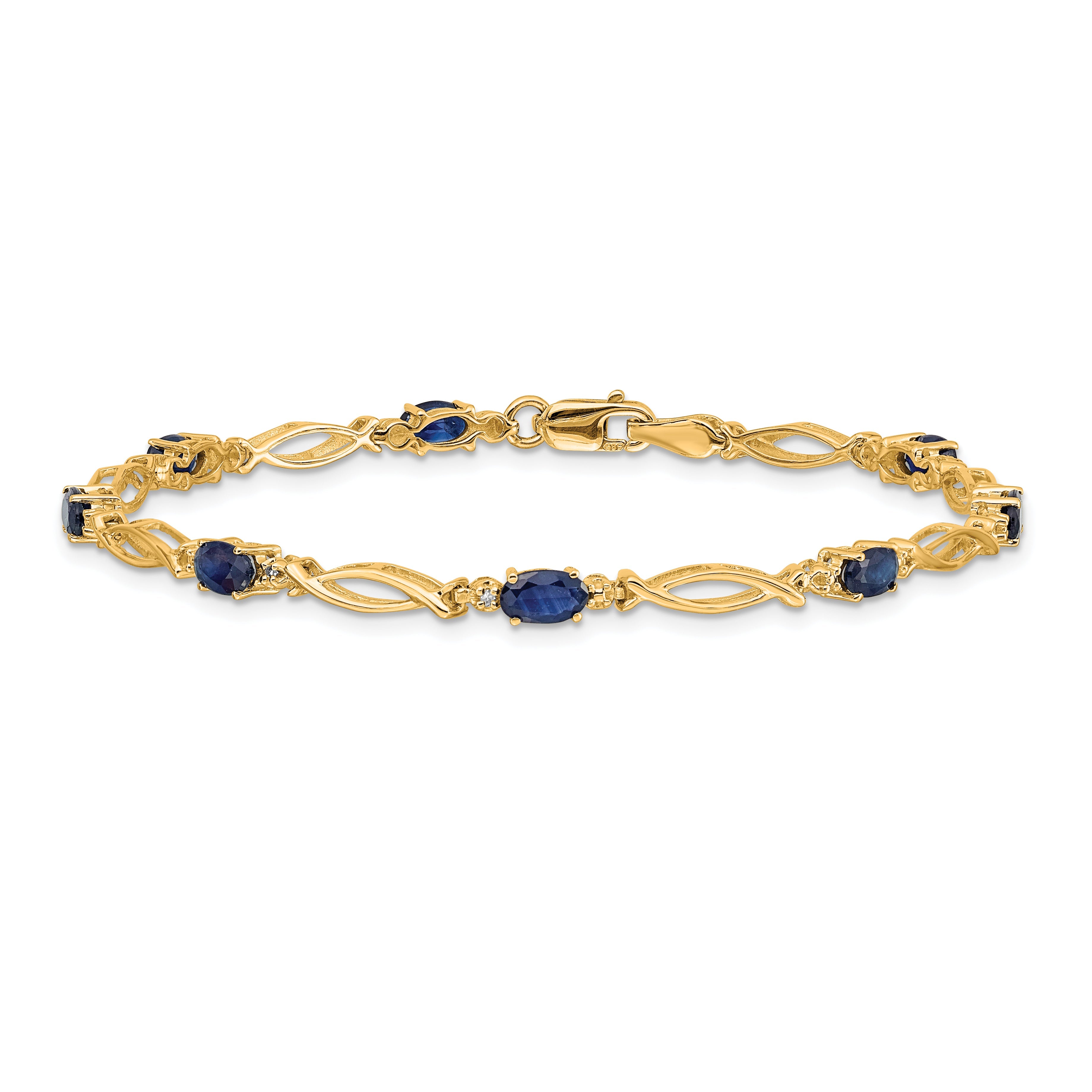 10K Yellow Gold Diamond And Sapphire Bracelet