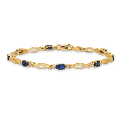 10K Yellow Gold Diamond And Sapphire Bracelet