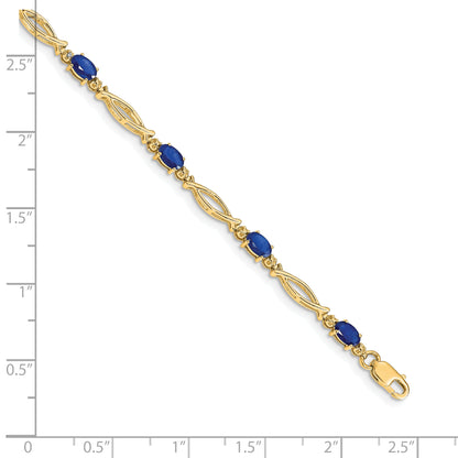 10K Yellow Gold Diamond And Sapphire Bracelet