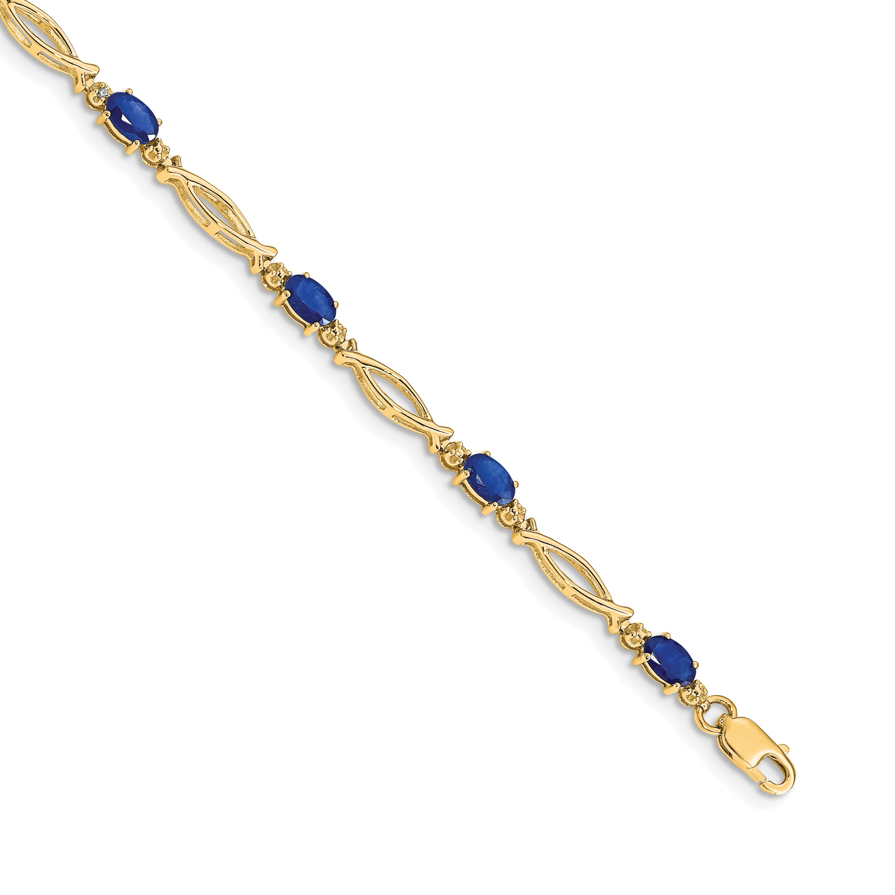 10K Yellow Gold Diamond And Sapphire Bracelet