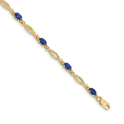 10K Yellow Gold Diamond And Sapphire Bracelet