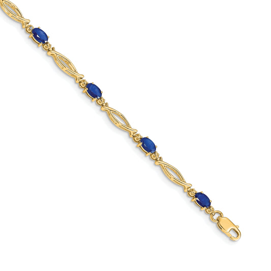 10K Yellow Gold Diamond And Sapphire Bracelet