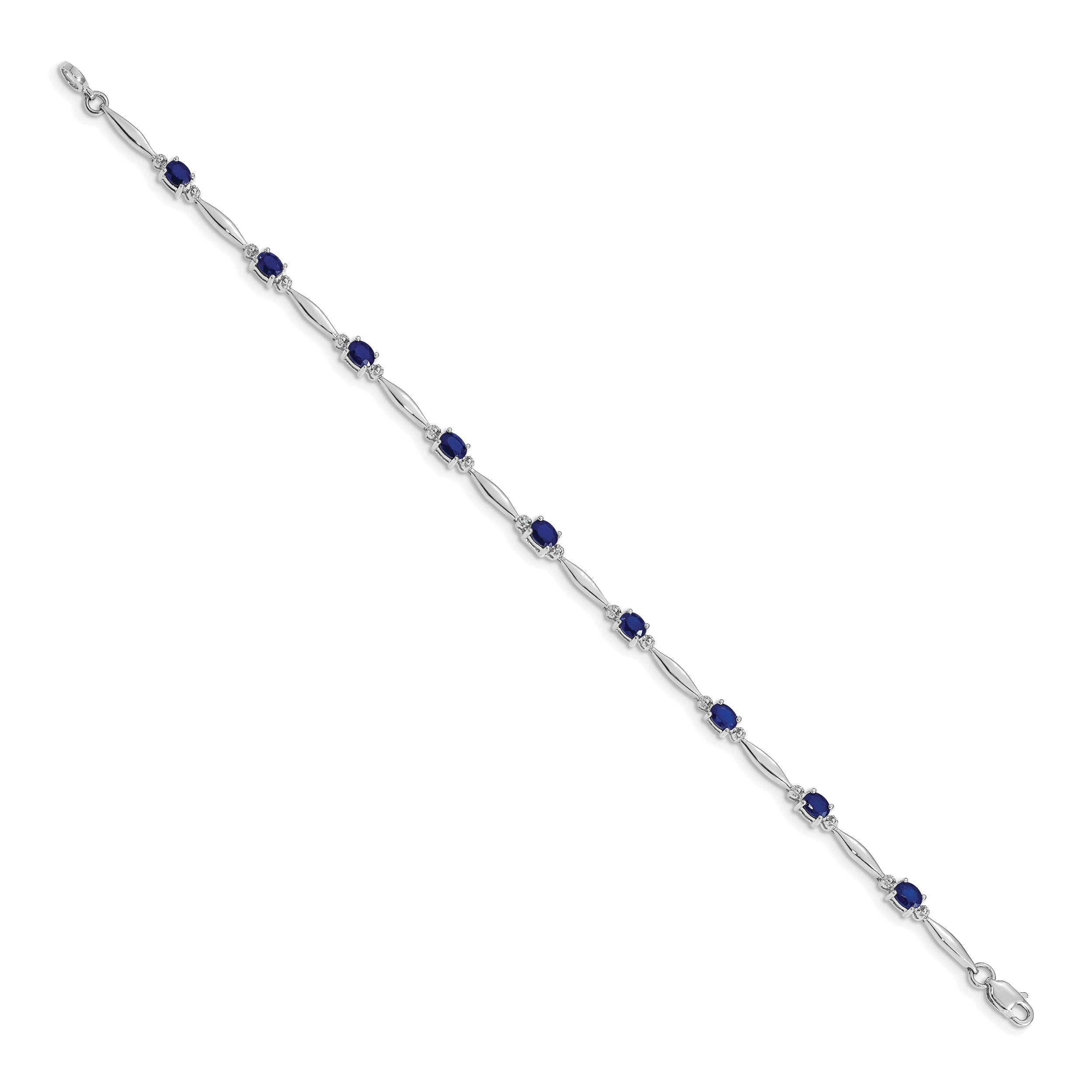 10K White Gold Diamond And Sapphire Bracelet