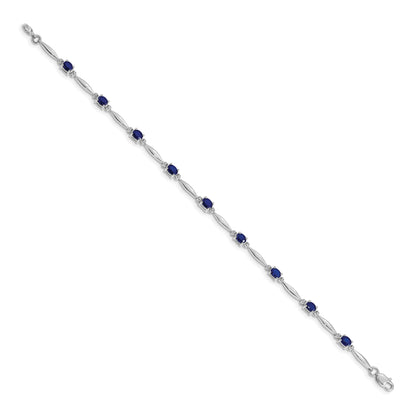 10K White Gold Diamond And Sapphire Bracelet