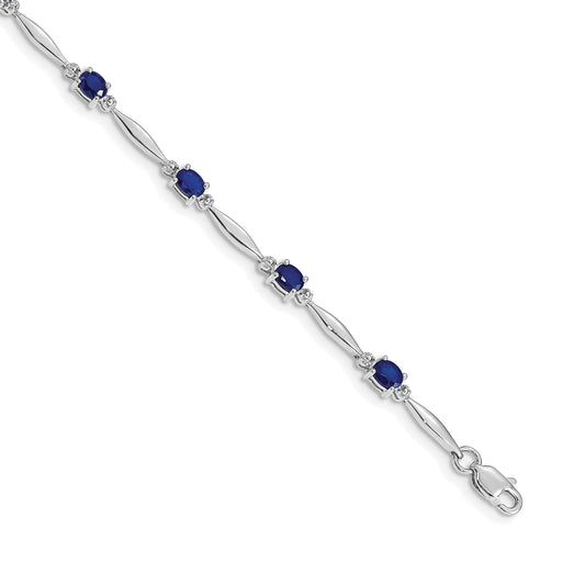 10K White Gold Diamond And Sapphire Bracelet