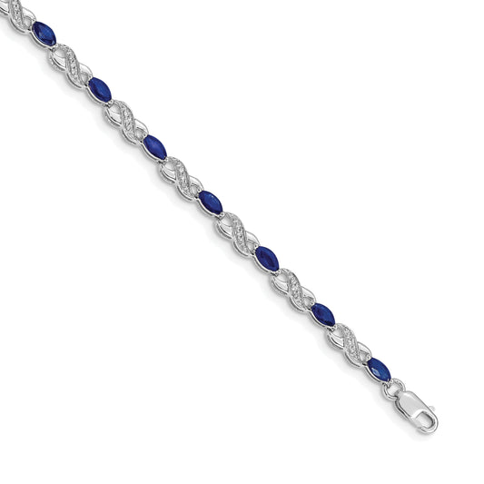 10K White Gold Diamond And Sapphire Infinity Bracelet