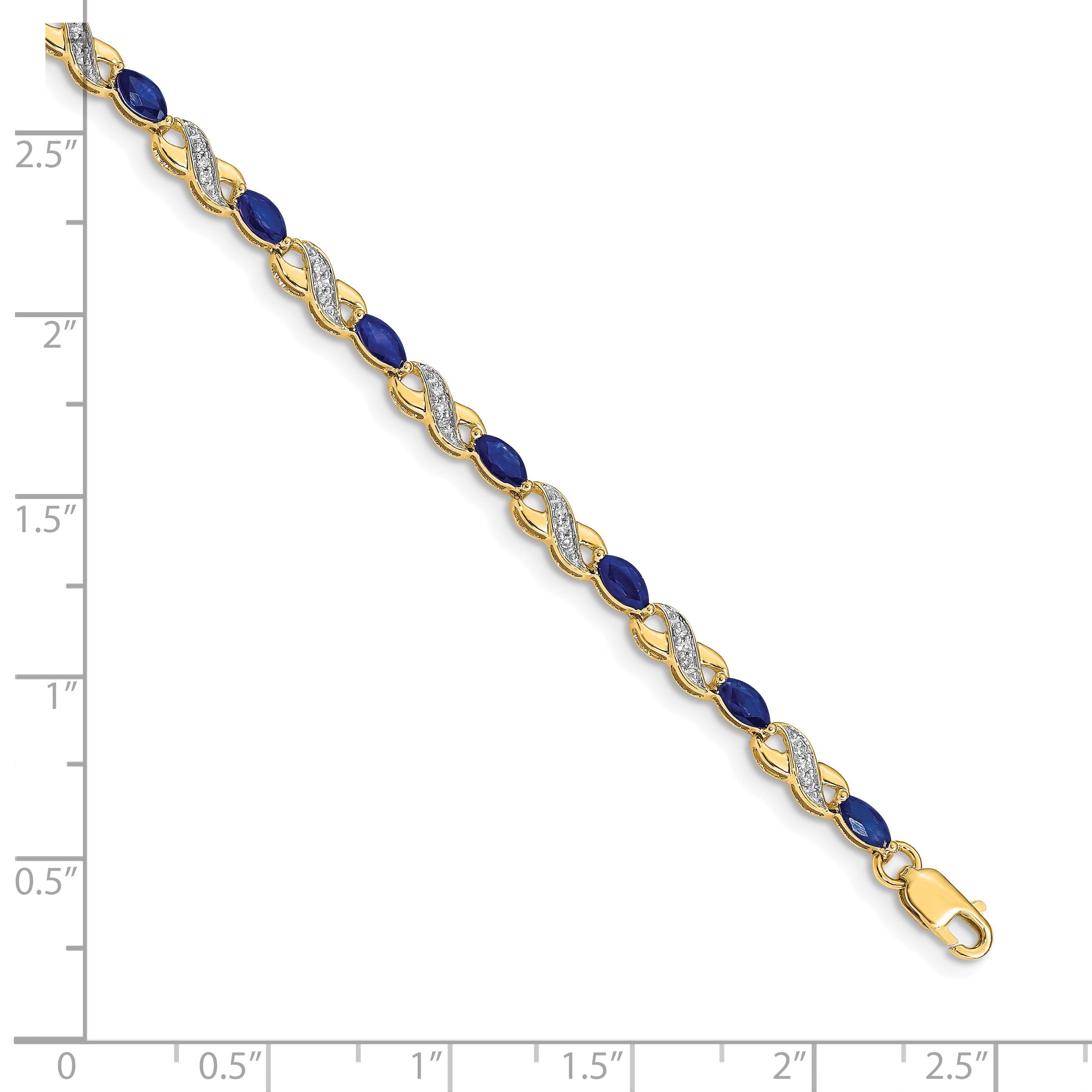 10K Yellow Gold Diamond And Sapphire Infinity Bracelet