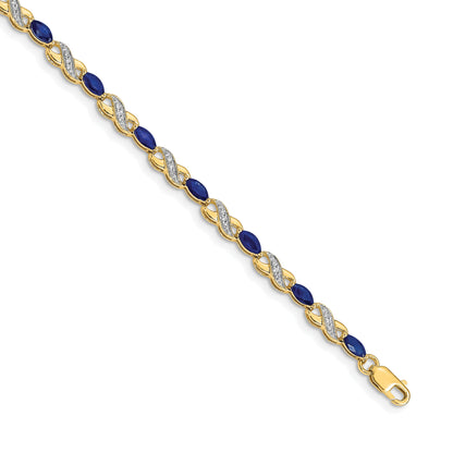 10K Yellow Gold Diamond And Sapphire Infinity Bracelet