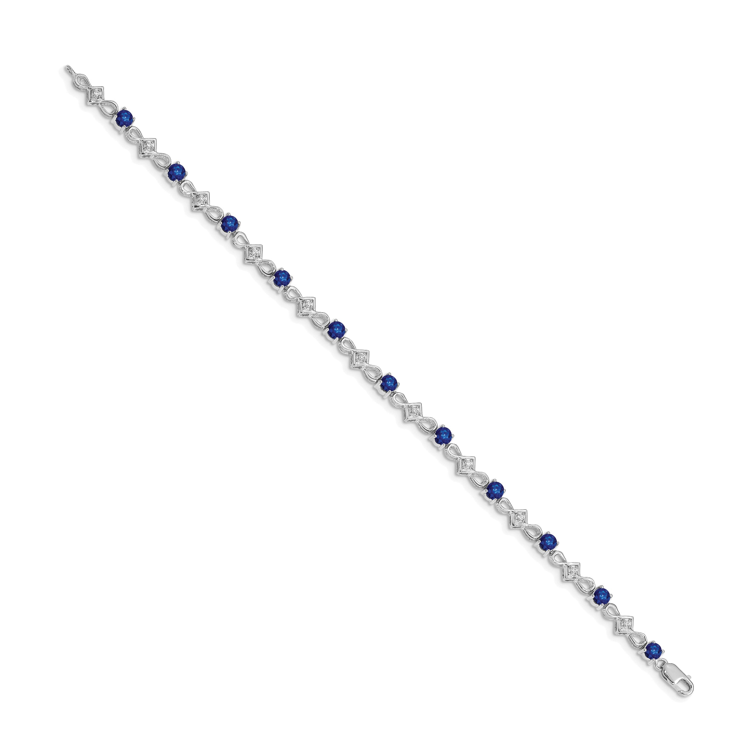 10K White Gold Diamond And Sapphire Bracelet