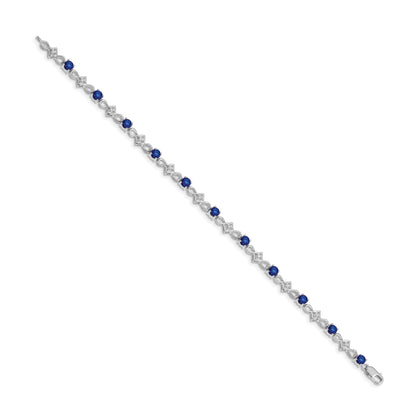 10K White Gold Diamond And Sapphire Bracelet