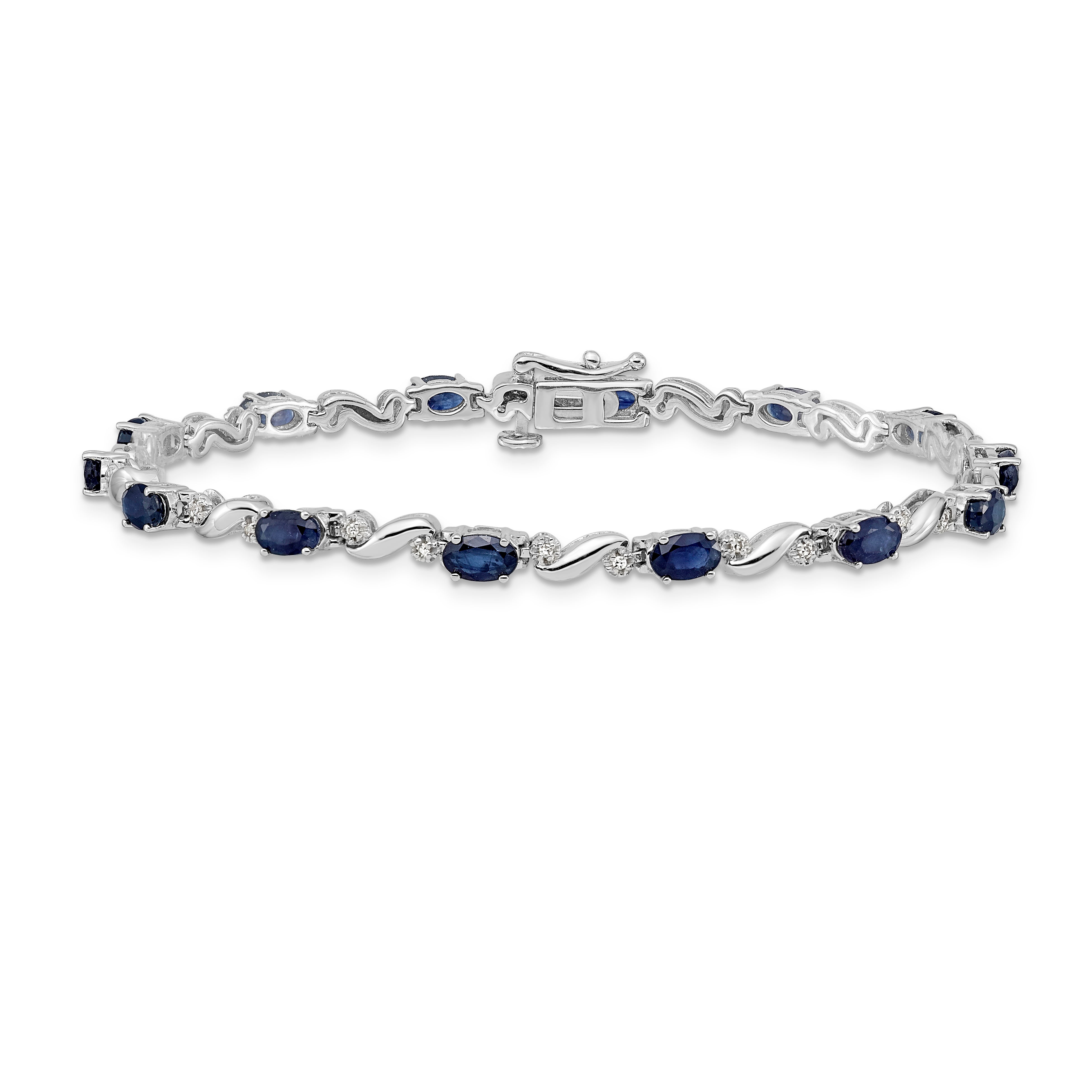 10K White Gold Diamond And Sapphire Bracelet
