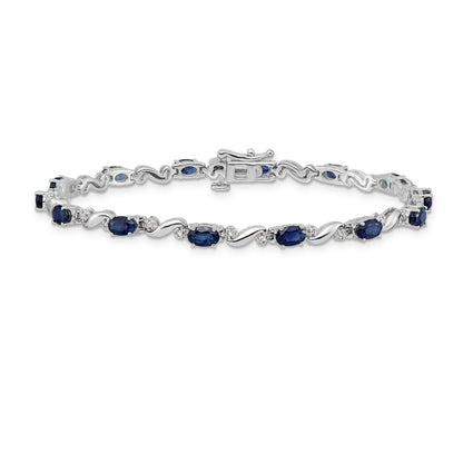 10K White Gold Diamond And Sapphire Bracelet
