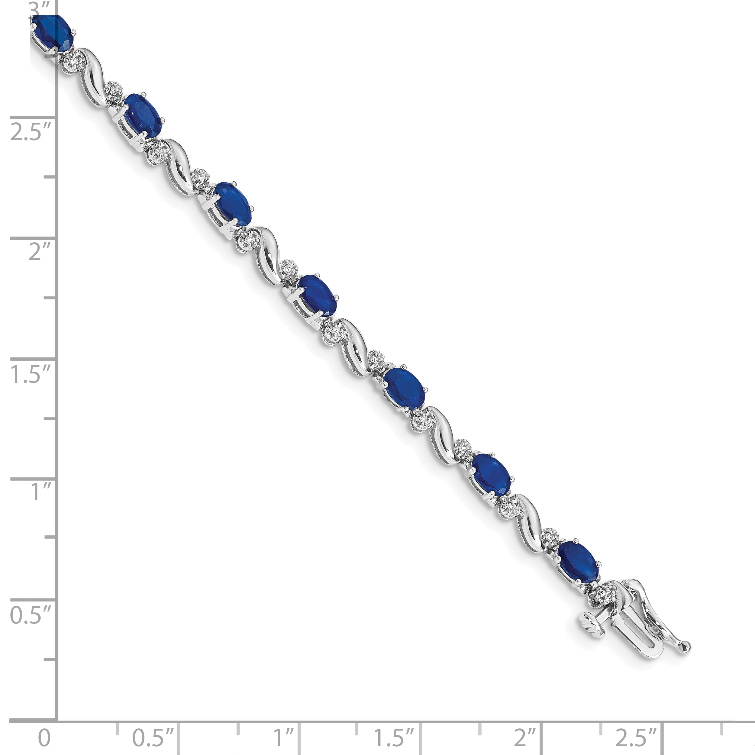 10K White Gold Diamond And Sapphire Bracelet
