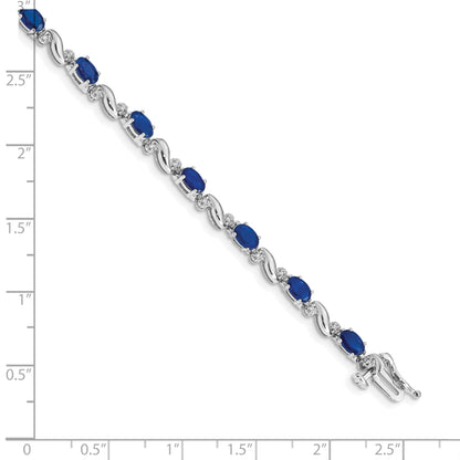 10K White Gold Diamond And Sapphire Bracelet